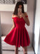 Simple Red Off Shoulder Short Cheap Homecoming Dresses Online, CM729