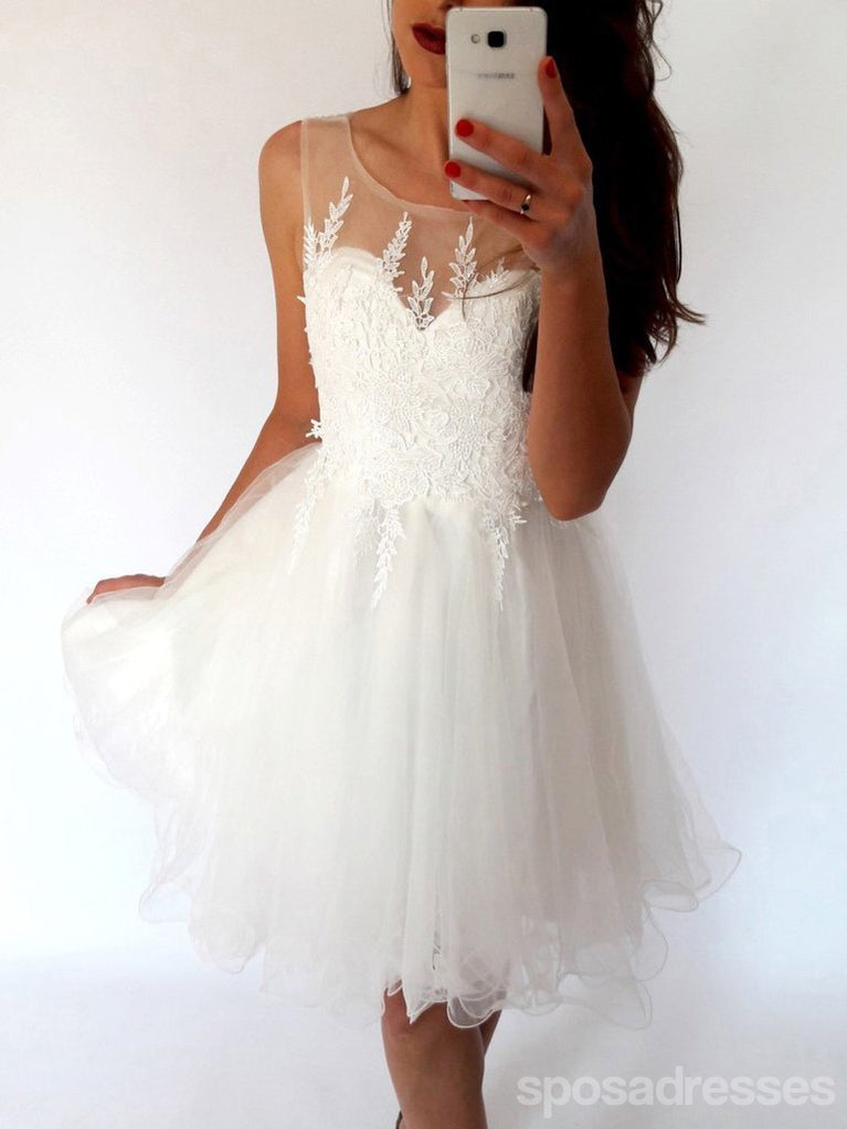 Pink Lace Illusion Cheap Short Homecoming Dresses Online, CM685