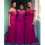 Hot Pink Mermaid Off Shoulder Cheap Long Bridesmaid Dresses Online,WG1202