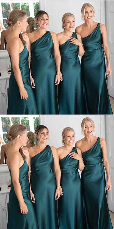 Teal Mermaid One Shoulder Cheap Long Bridesmaid Dresses Online,WG1169