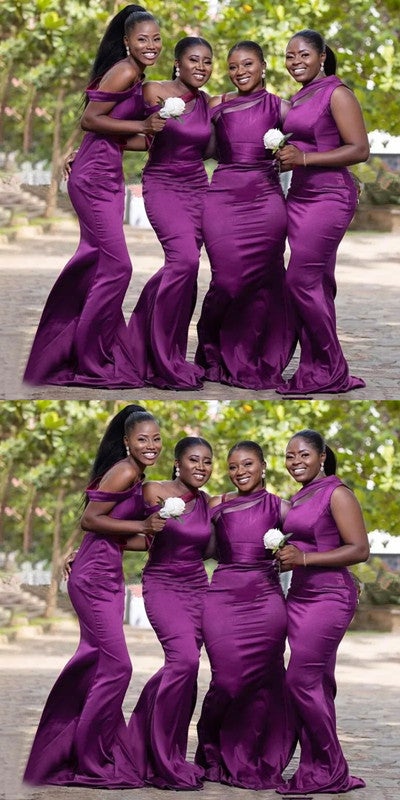Purple Mermaid One Shoulder Cheap Long Bridesmaid Dresses Online,WG1211
