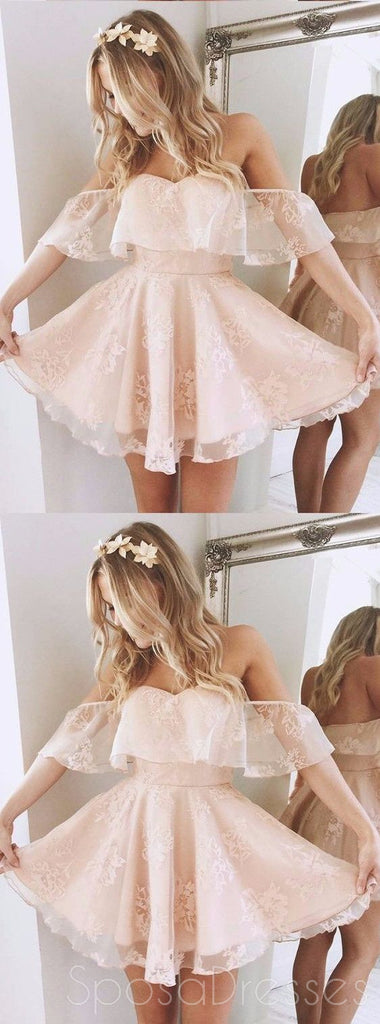 Strapless Off Shoulder Lace Short Homecoming Prom Dresses, Affordable Short Party Prom Sweet 16 Dresses, Perfect Homecoming Cocktail Dresses, CM375