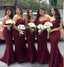 Sexy Mermaid Sweet Heart Dark Red Lace Cheap Long Bridesmaid Dresses, BD100