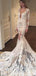 See Through Mermaid Long Sleeves V-neck Lace Wedding Dresses Online,WD741