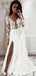 Long A-line Side Slit Long Sleeves Handmade Lace Wedding Dresses Online,WD749