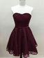 Sweetheart Cute Simpe Maroon Short Lace Homecoming Dresses 2018, CM491
