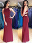 Simple Cheap Halter Mermaid Maroon Long Evening Prom Dresses, Cheap Sweet 16 Dresses, 18428