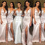 Sexy Halter Side Slit Mermaid Long Bridesmaid Dresses Online, WG305