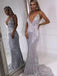 Simple Mermaid Deep V Neck Backless Prom Dresses, Sweet 16 Prom Dresses, 12426