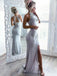 Mermaid Halter Side Slit Sleeveless Prom Dresses, Sweet 16 Prom Dresses, 12385