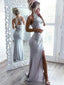 Mermaid Halter Side Slit Sleeveless Prom Dresses, Sweet 16 Prom Dresses, 12385