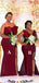 Mismatched Burgundy Mermaid High Slit Cheap Long Bridesmaid Dresses Online,WG1159