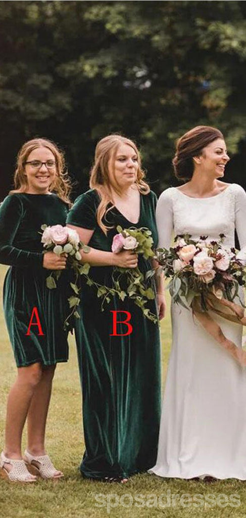 Mismatched Green Mermaid Long Sleeves Cheap Bridesmaid Dresses Online,WG1158
