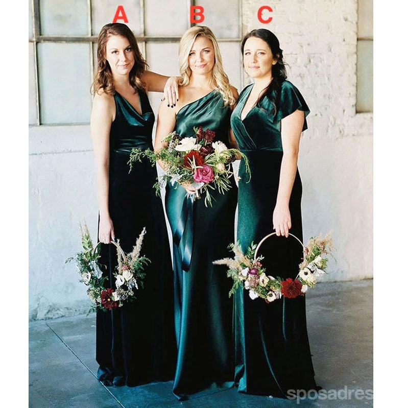 Mismatched Mermaid Green Sleeveless Cheap Long Bridesmaid Dresses Online, WG1151