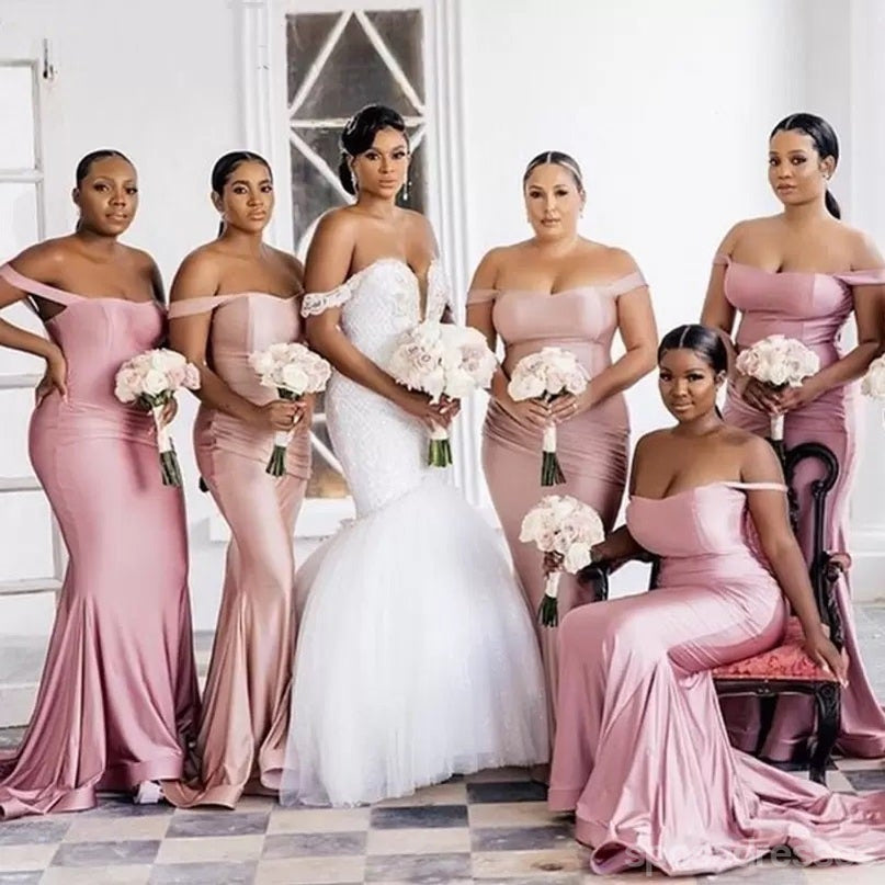 Sexy Dusty Rose Mermaid Off Shoulder Cheap Long Bridesmaid Dresses Online,WG1242