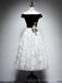 Off Shoulder Black And White Feather Cheap Homecoming Dresses Online, Cheap Short Prom Dresses, CM757