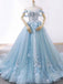 Off Shoulder Tiffany Blue Lace Beaded A-line Long Evening Prom Dresses, Cheap Sweet 16 Dresses, 18432