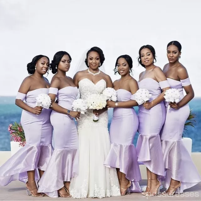 Pink Mermaid One Shoulder High Slit Cheap Long Bridesmaid Dresses Online,WG1179