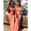 Orange Mermaid Off Shoulder Cheap Long Bridesmaid Dresses,WG1402