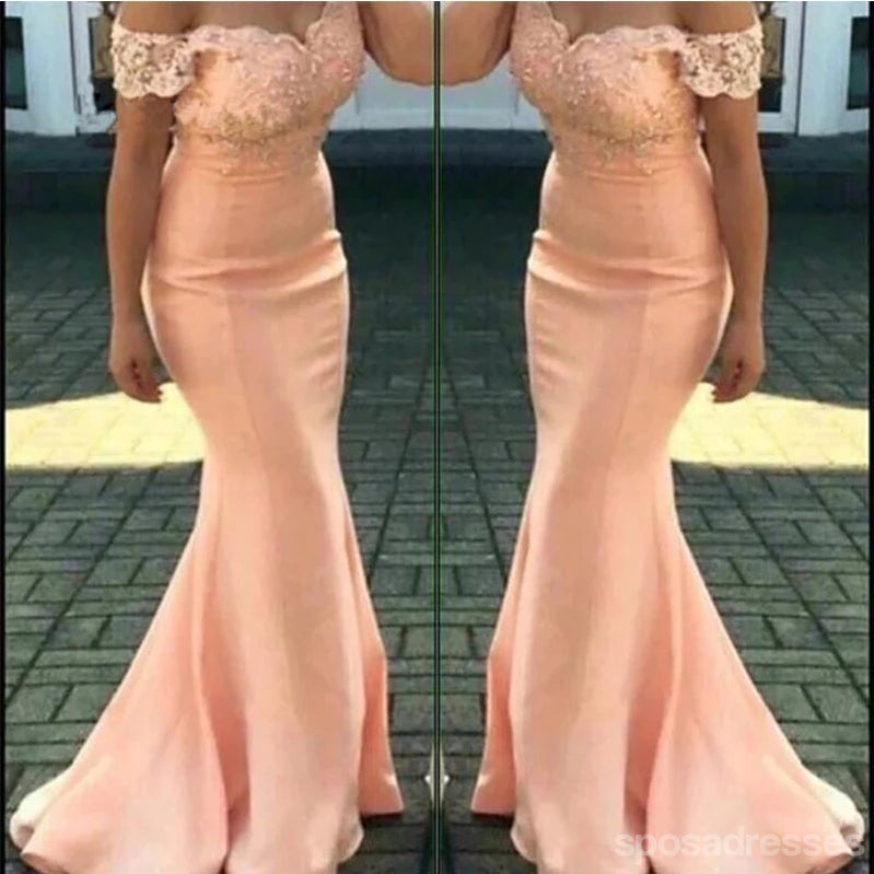 Orange Mermaid Off Shoulder Cheap Long Bridesmaid Dresses Online,WG1199