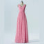 V Neck Pink Lace Cheap Long Bridesmaid Dresses Online, WG288