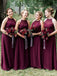 Halter Plum Chiffon Cheap Long Bridesmaid Dresses Online, WG575