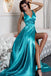 Sexy Side Slit V Neck Mermaid Long Evening Prom Dresses, Cheap Sweet 16 Dresses, 18322