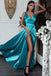 Sexy Side Slit V Neck Mermaid Long Evening Prom Dresses, Cheap Sweet 16 Dresses, 18322