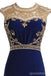 Royal Blue Gold Beaded Side Slit Mermaid Long Evening Prom Dresses, 17677