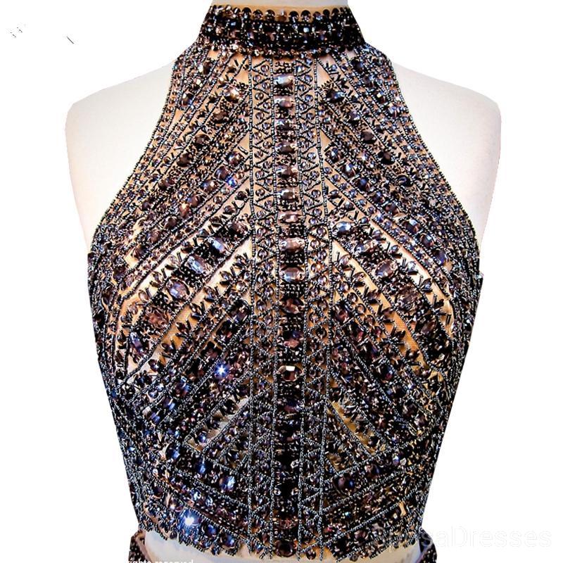 Sexy Backless Open Back Grey Beaded Long Evening Prom Dresses, Cheap Custom Sweet 16 Dresses, 18508