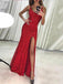 Sexy Sparkly Red Mermaid Side Slit Long Evening Prom Dresses, Cheap Custom Sweet 16 Dresses, 18548