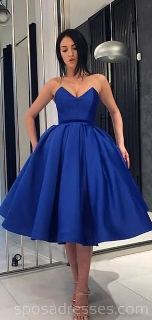 Strapless Blue Simple Cheap Homecoming Dresses Online, Cheap Short Prom Dresses, CM754