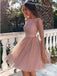 Long Sleeves Dusty Pink Sparkly Short Cheap Homecoming Dresses Online, CM820