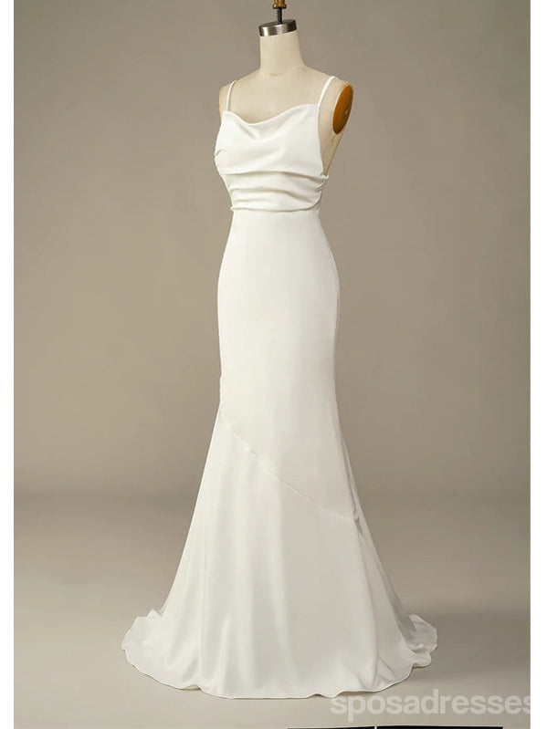 Simple Mermaid Spaghetti Straps Backless Cheap Long Prom Dresses,12965