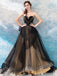 Sweetheart Black Strapless A-line Long Evening Party Prom Dresses, Prom Dresses Stores,12524