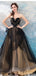 Sweetheart Black Strapless A-line Long Evening Party Prom Dresses, Prom Dresses Stores,12524