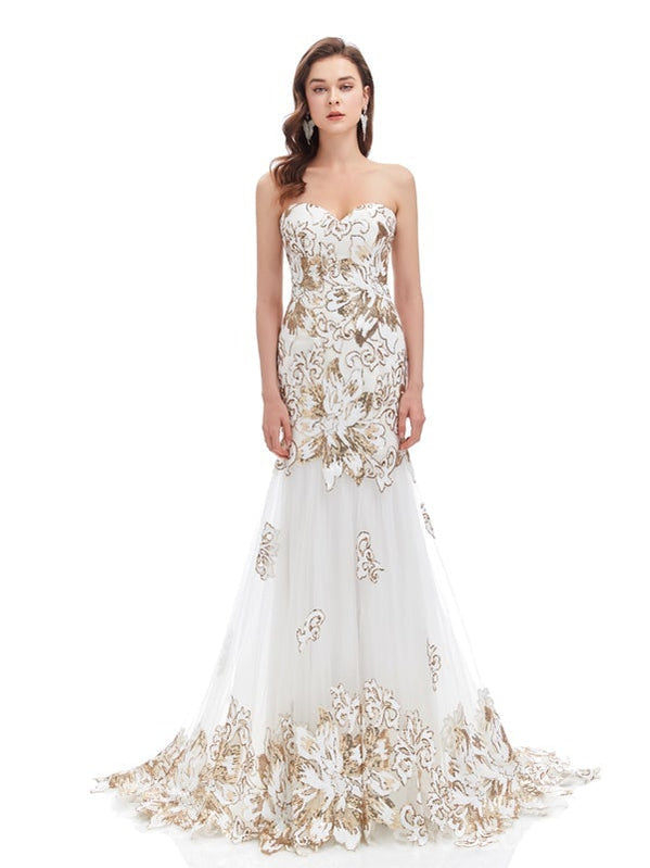 Sexy Mermaid Sweetheart Strapless Cheap Long Prom Dresses Online,12783