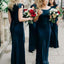 Cap Sleeve Mermaid Dark Teal Cheap Bridesmaid Dresses Online, WG266