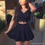Sexy Two Pieces Black Cap Sleeve Cheap Homecoming Dresses 2018, CM430