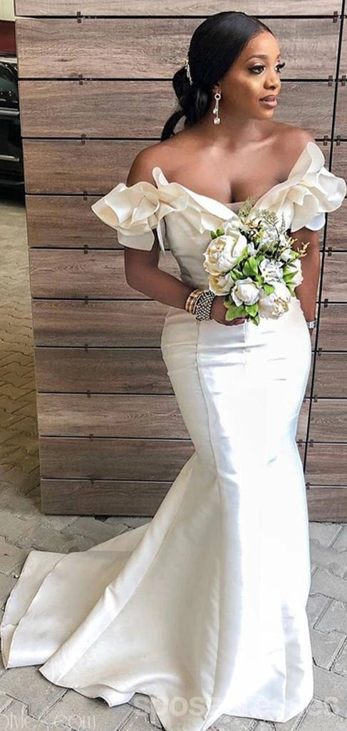 Sexy Mermaid Ivory Off Shoulder Cheap Long Bridesmaid Dresses Online,WG1172