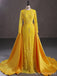 Modest Yellow Mermaid Long Sleeves Jewel Prom Dresses Online,13060