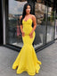 Simple Mermaid Yellow Cheap Long Evening Prom Dresses, Sweet 16 Prom Dresses, 12380
