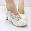 White high heel large size wedding shoes for women round toe wedding shoes