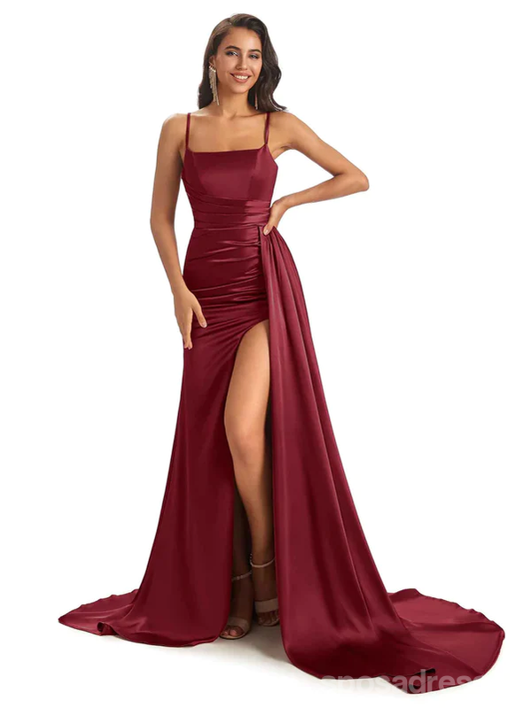 Mismatched Burgundy Mermaid Maxi Long Bridesmaid Dresses,Party Dress, WG1880