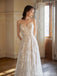 Elegant A-line Sweetheart Strapless Champagne Maxi Long Handmade Lace Wedding Dresses,WD818