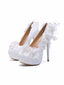 Wedding Shoes Lace Flower Pearl Women's High Heels Stiletto Heels Large Size Water Platform Shoes Women's Shoes