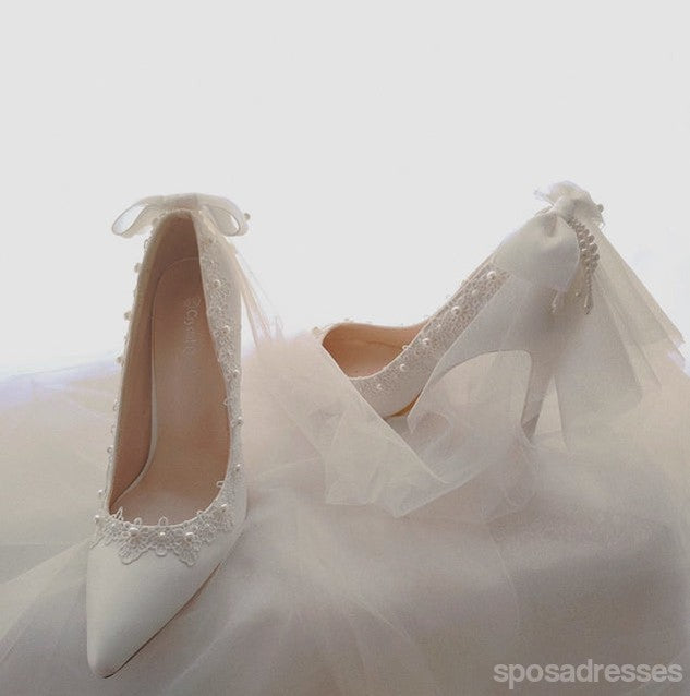 Women's Wedding Shoes Decorative Heel Wedding Heels Bridal Shoes With Beading