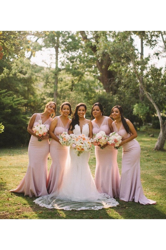 Sexy Pink Mermaid Maxi Long Bridesmaid Dresses For Wedding Party Online,WG1815