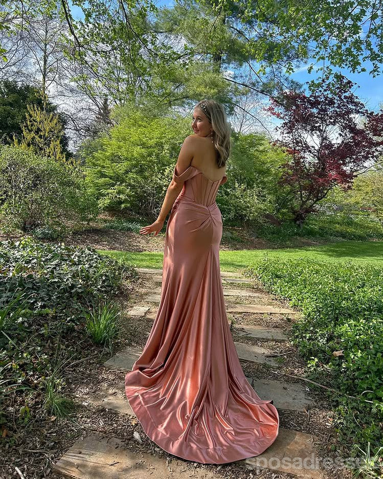 Sexy Dusty Rose Mermaid Off Shoulder Long Party Prom Dresses Ideas,Evening Gowns,13755