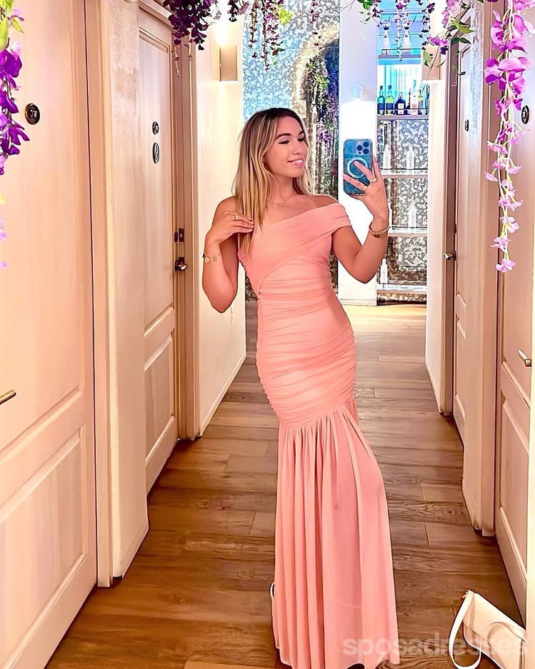 Sexy Pink Mermaid One Shoulder Long Party Prom Dresses Ideas,Evening Gowns,13758